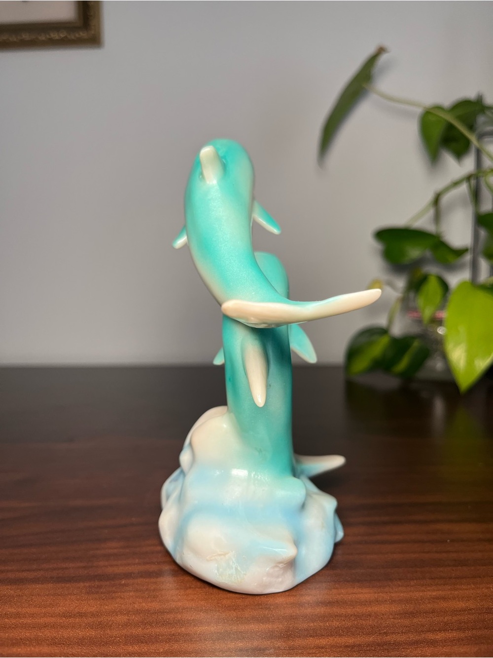 Vintage Glazed Ceramic Dolphin Figurine: Coastal Home Decor Dauphins 1980 - Picture 9 of 14